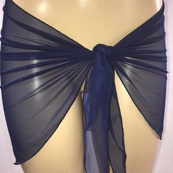 Zuliana Mesh Short Blue Sarong Made in USA - Picture 5 of 5